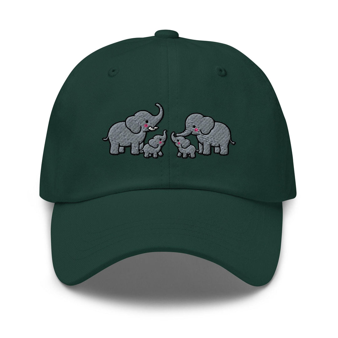 Adorable Elephant Family Embroidered Dad Cap: Chino Cotton Twill Adjustable Unisex Hat