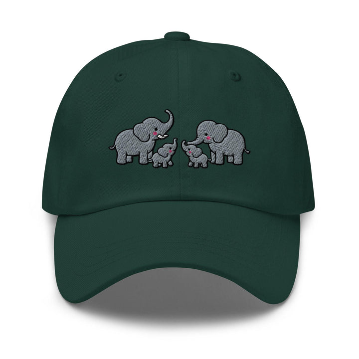Adorable Elephant Family Embroidered Dad Cap: Chino Cotton Twill Adjustable Unisex Hat