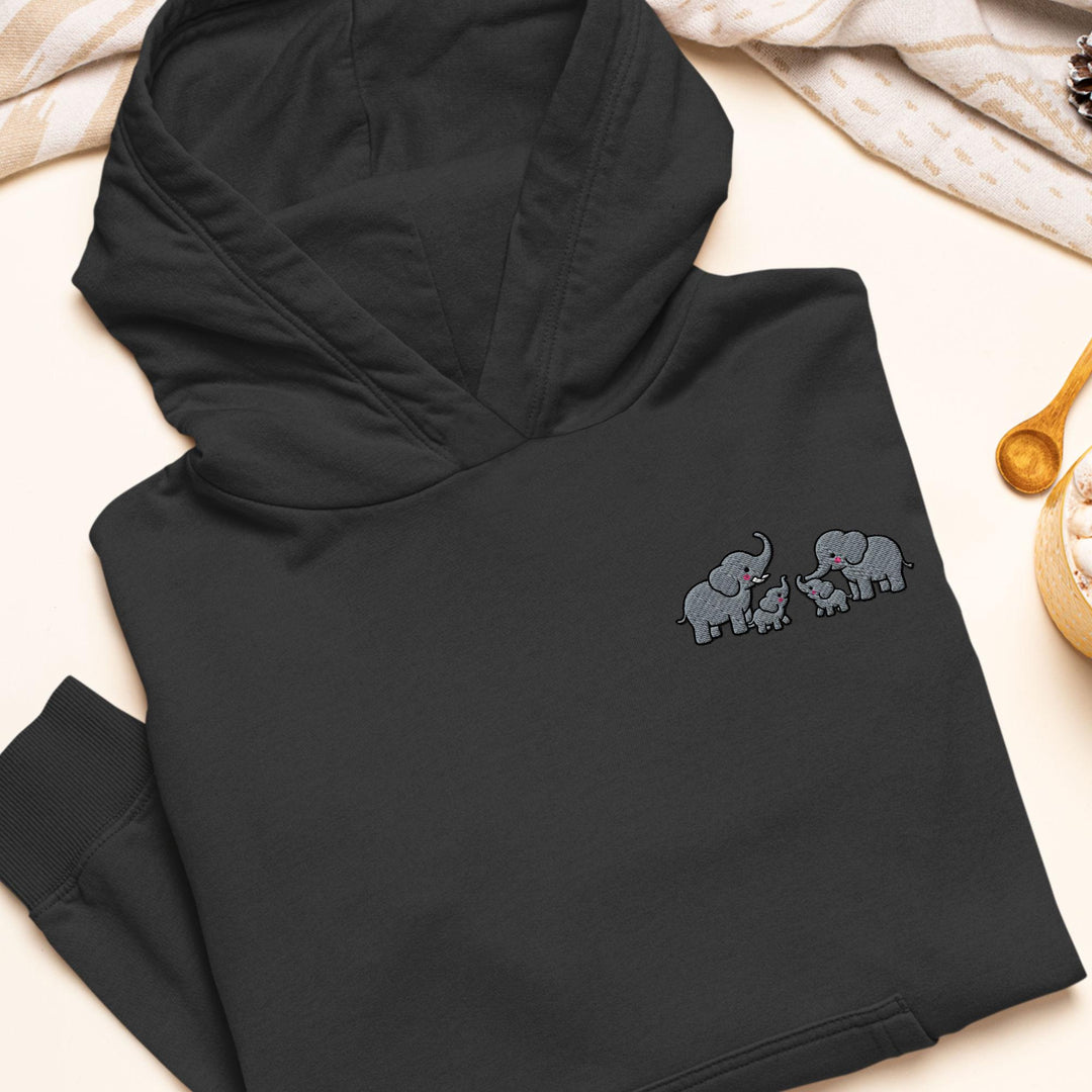 Adorable Elephant Family Embroidered Hoodie: Heavy Blend Cotton-Poly, Unisex Fit