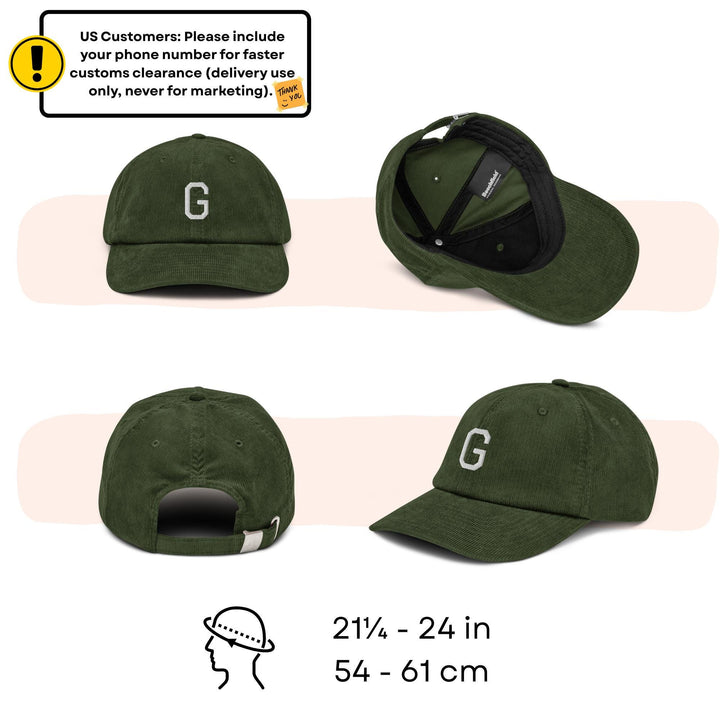 Adorable Elephant Family Embroidered Cotton Corduroy Hat: Adjustable Fit
