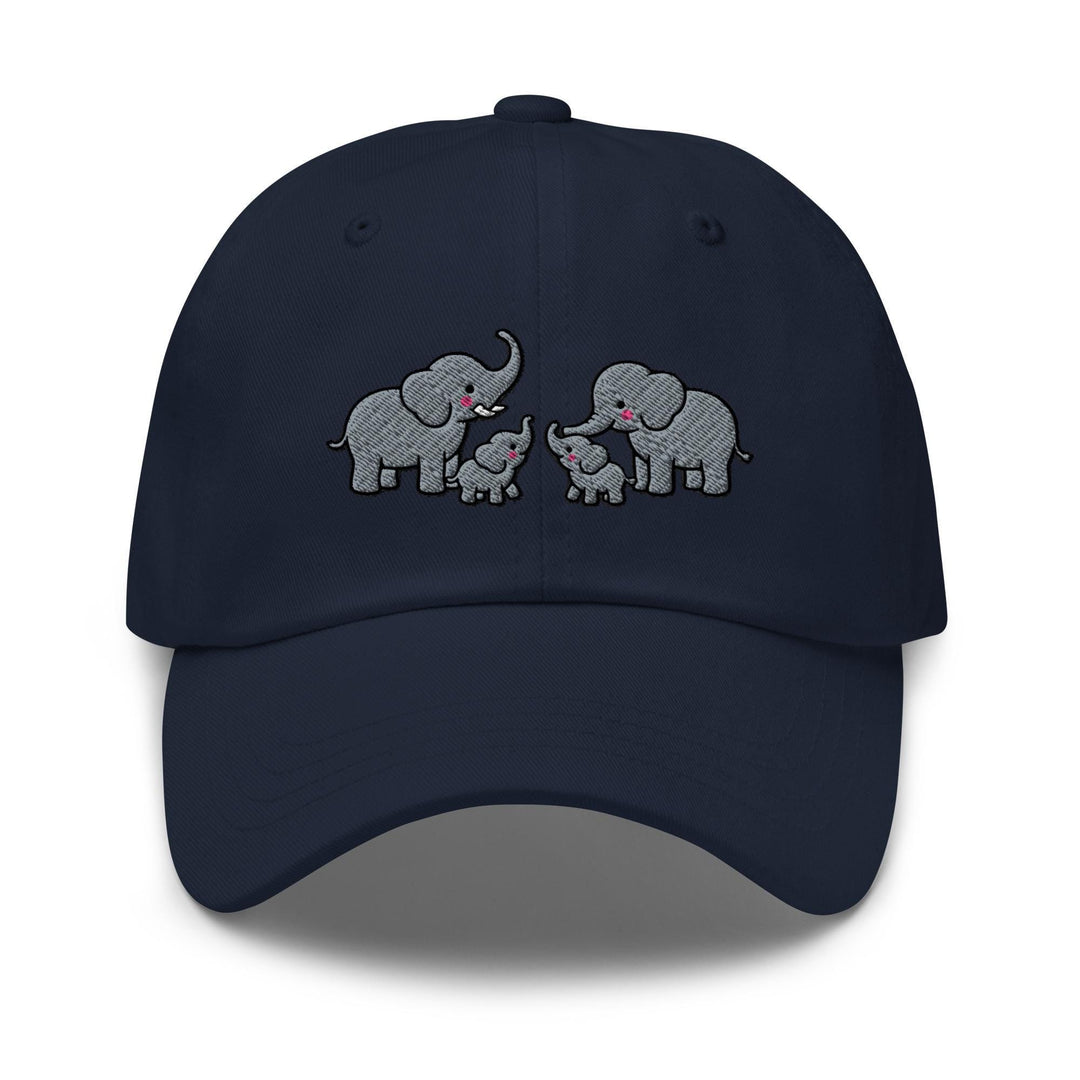 Adorable Elephant Family Embroidered Dad Cap: Chino Cotton Twill Adjustable Unisex Hat