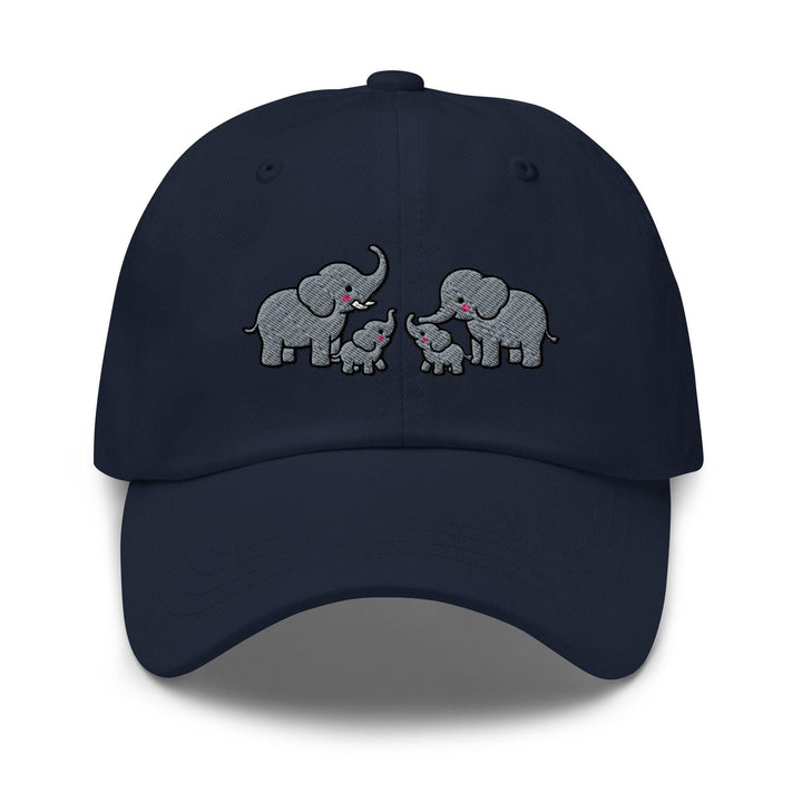 Adorable Elephant Family Embroidered Dad Cap: Chino Cotton Twill Adjustable Unisex Hat