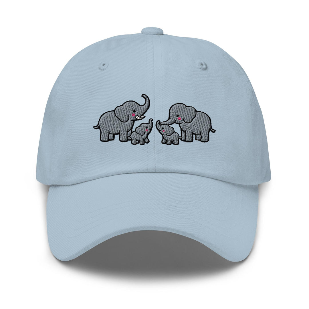 Adorable Elephant Family Embroidered Dad Cap: Chino Cotton Twill Adjustable Unisex Hat