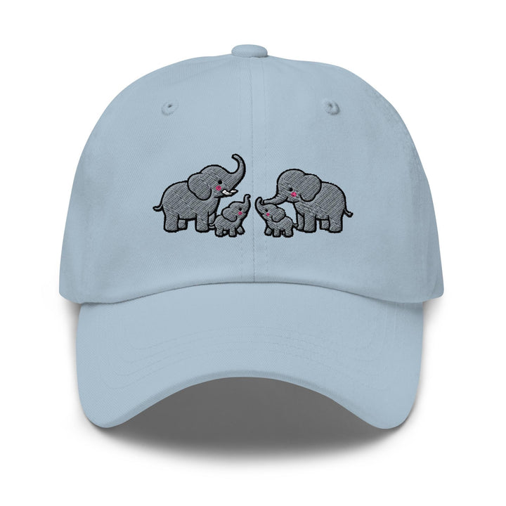 Adorable Elephant Family Embroidered Dad Cap: Chino Cotton Twill Adjustable Unisex Hat