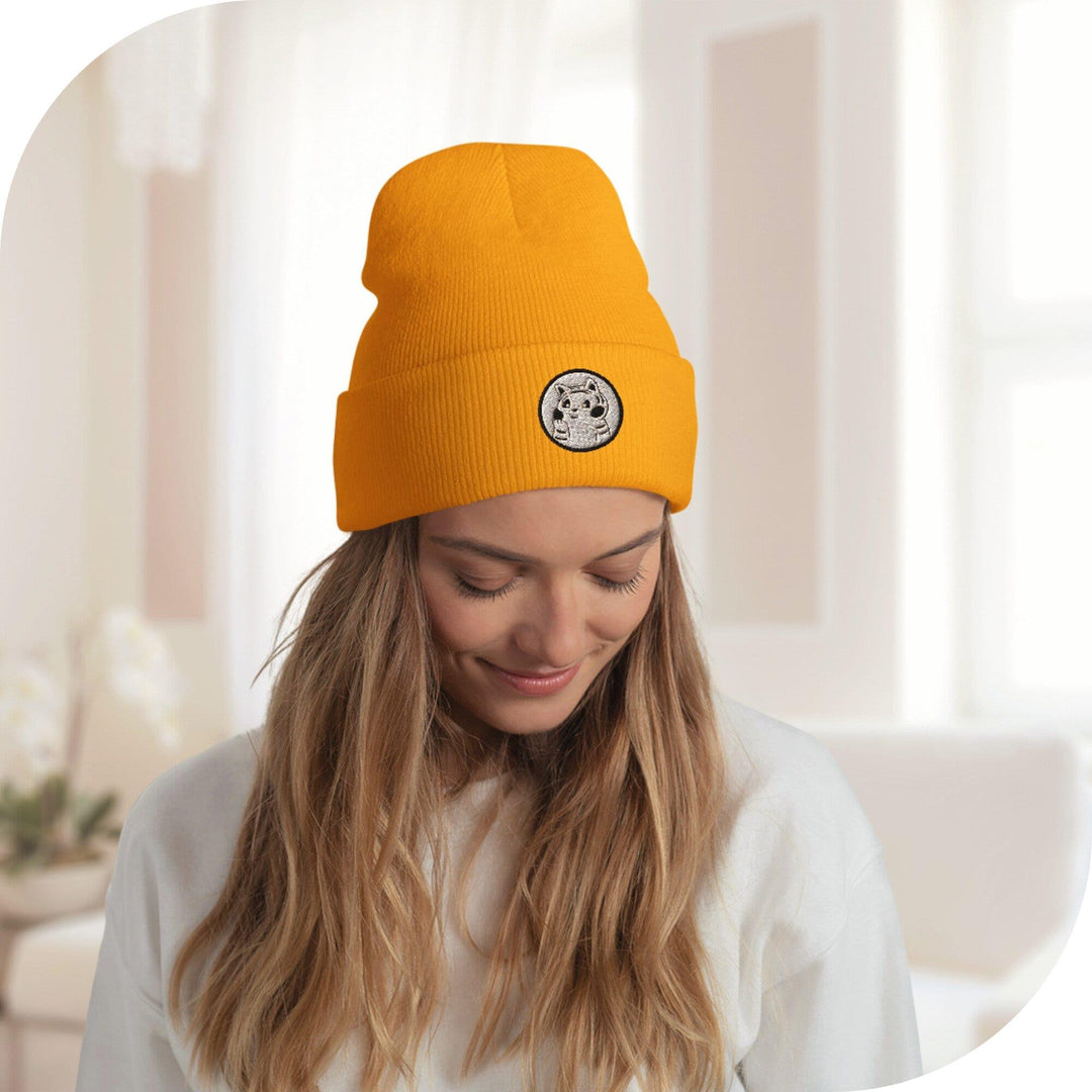 Adorable Elephant Family Embroidered Cuffed Beanie: Cozy Unisex Winter Cap
