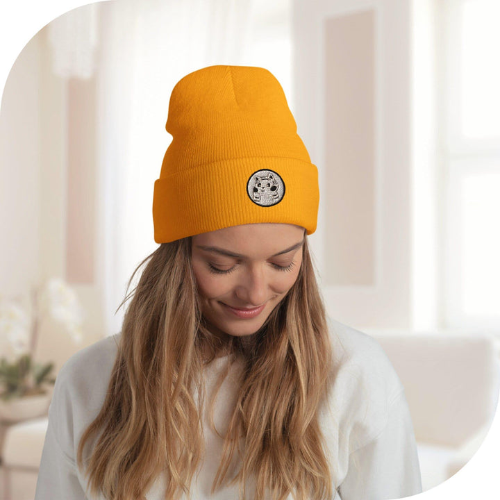 Adorable Elephant Family Embroidered Cuffed Beanie: Cozy Unisex Winter Cap