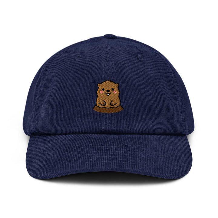 Groundhog Embroidered Corduroy Cap, Cute Woodchuck Hat, Groundhog Day Gift, Weather Forecaster Cap, Animal Lover Gift