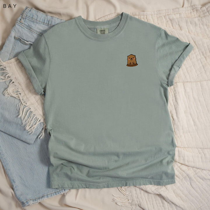 Groundhog Embroidered Shirt, Cute Woodchuck Comfort Colors Tee, Groundhog Day Gift, Weather Forecaster Tee, Animal Lover Gift