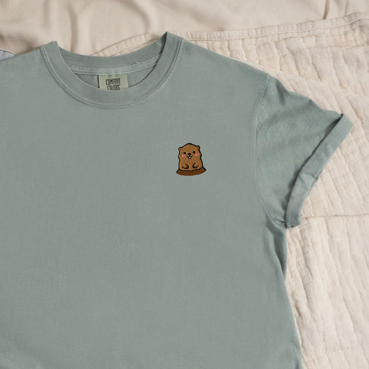 Groundhog Embroidered Shirt, Cute Woodchuck Comfort Colors Tee, Groundhog Day Gift, Weather Forecaster Tee, Animal Lover Gift