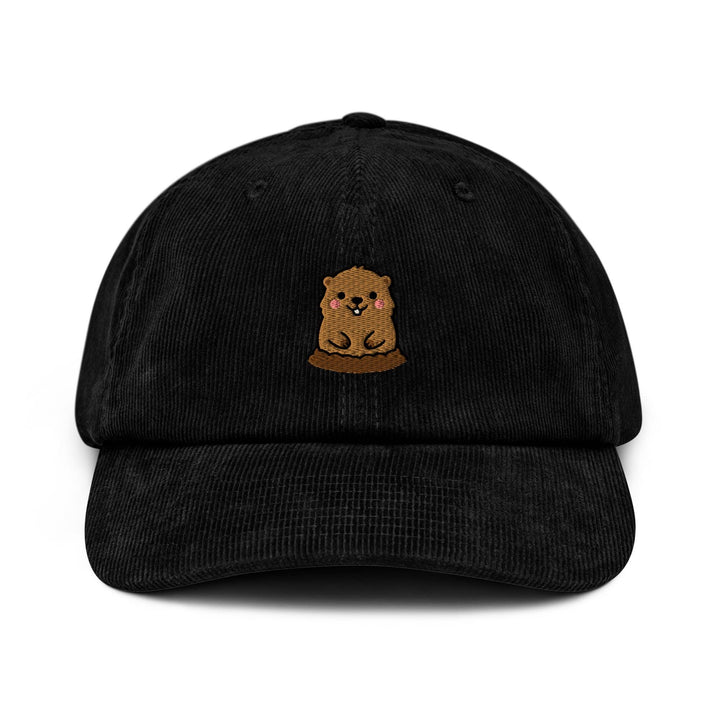 Groundhog Embroidered Corduroy Cap, Cute Woodchuck Hat, Groundhog Day Gift, Weather Forecaster Cap, Animal Lover Gift