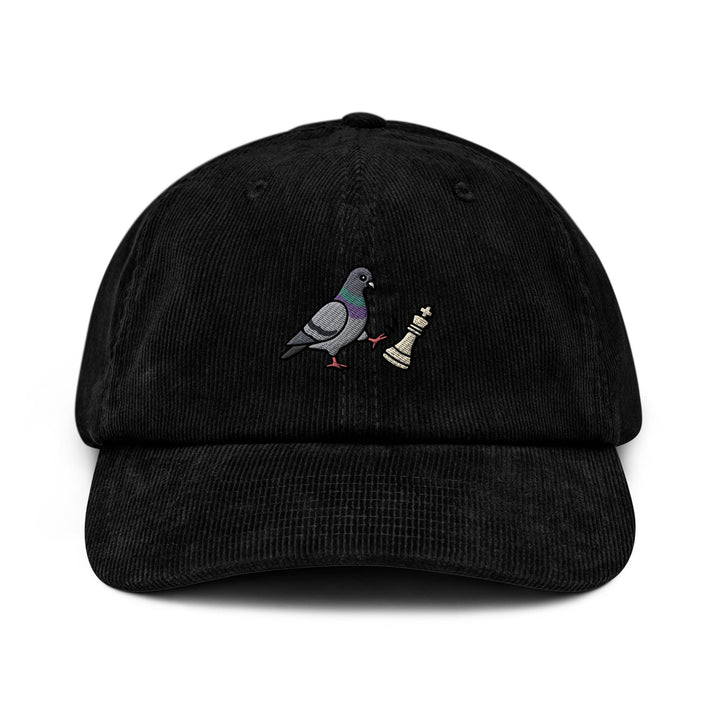 Chess Pigeon Embroidered Corduroy Cap, Funny Pigeon Chess Hat, Sassy Bird Gift for Chess Player, Chess Club Hat