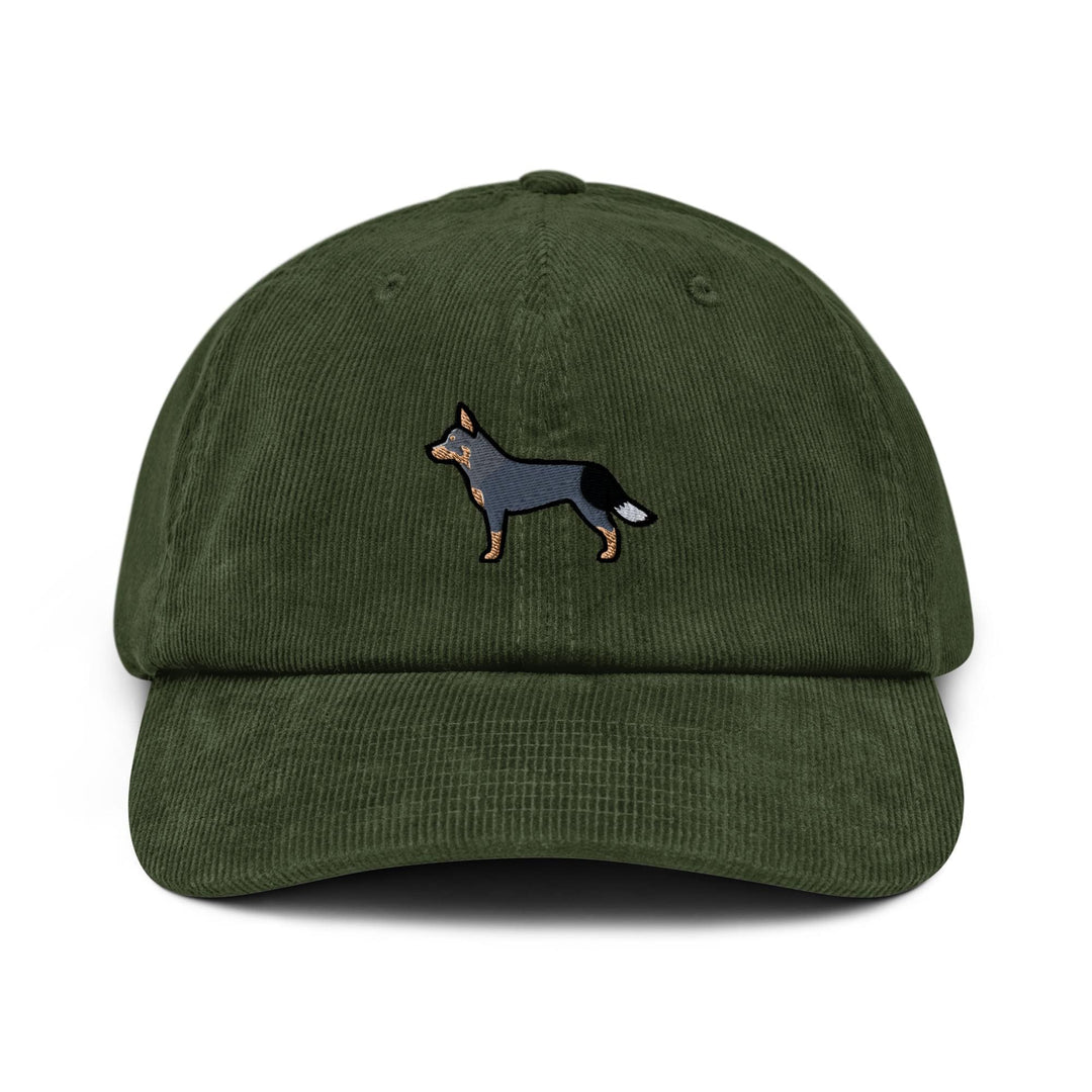 Australian Cattle Dog Embroidered Corduroy Cap, Blue Heeler Red Heeler Hat, Queensland Heeler Dog Lover Gift