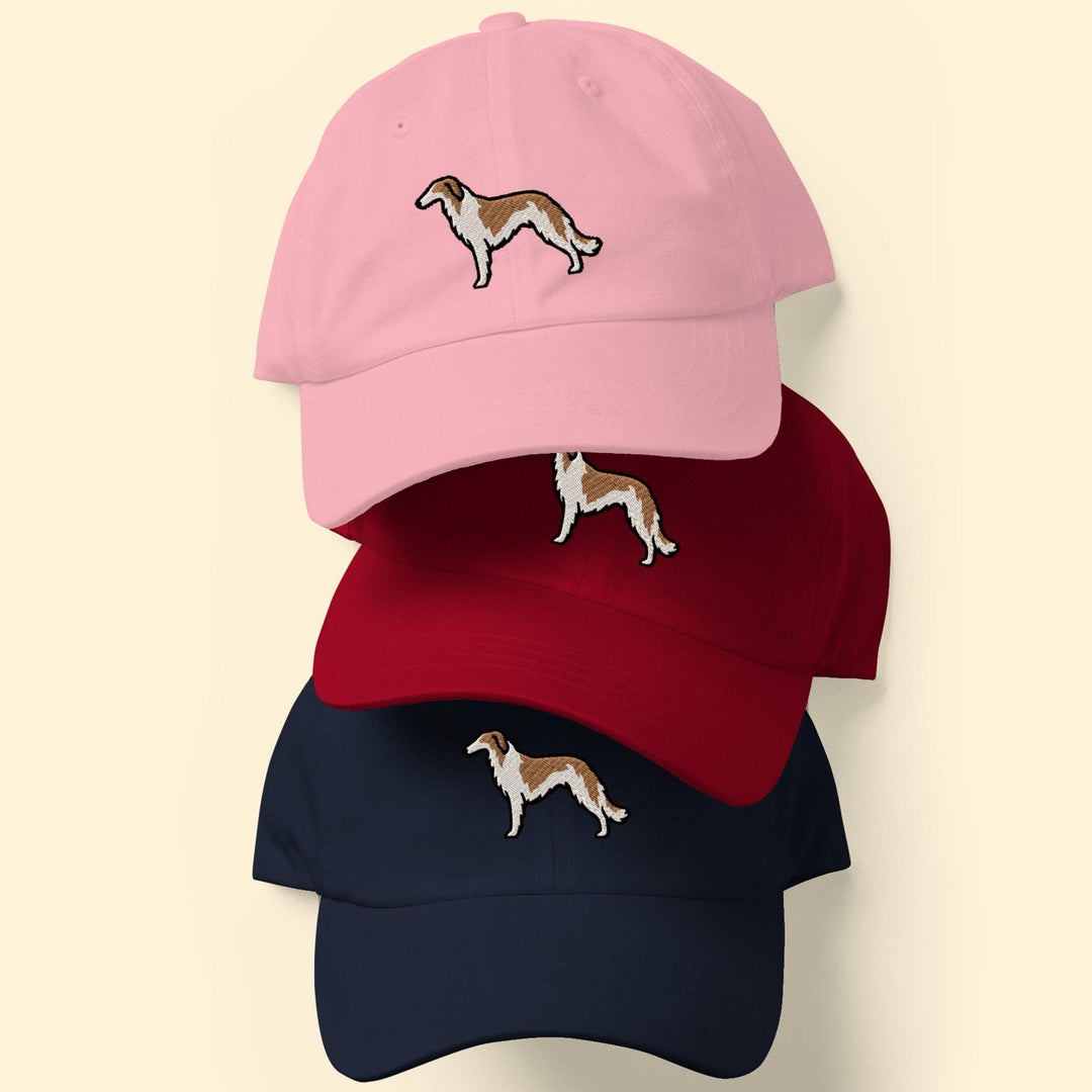 Borzoi Embroidered Dad Cap, Russian Wolfhound Baseball Hat, Sighthound Lover Gift, Cotton Dog Owner Hat