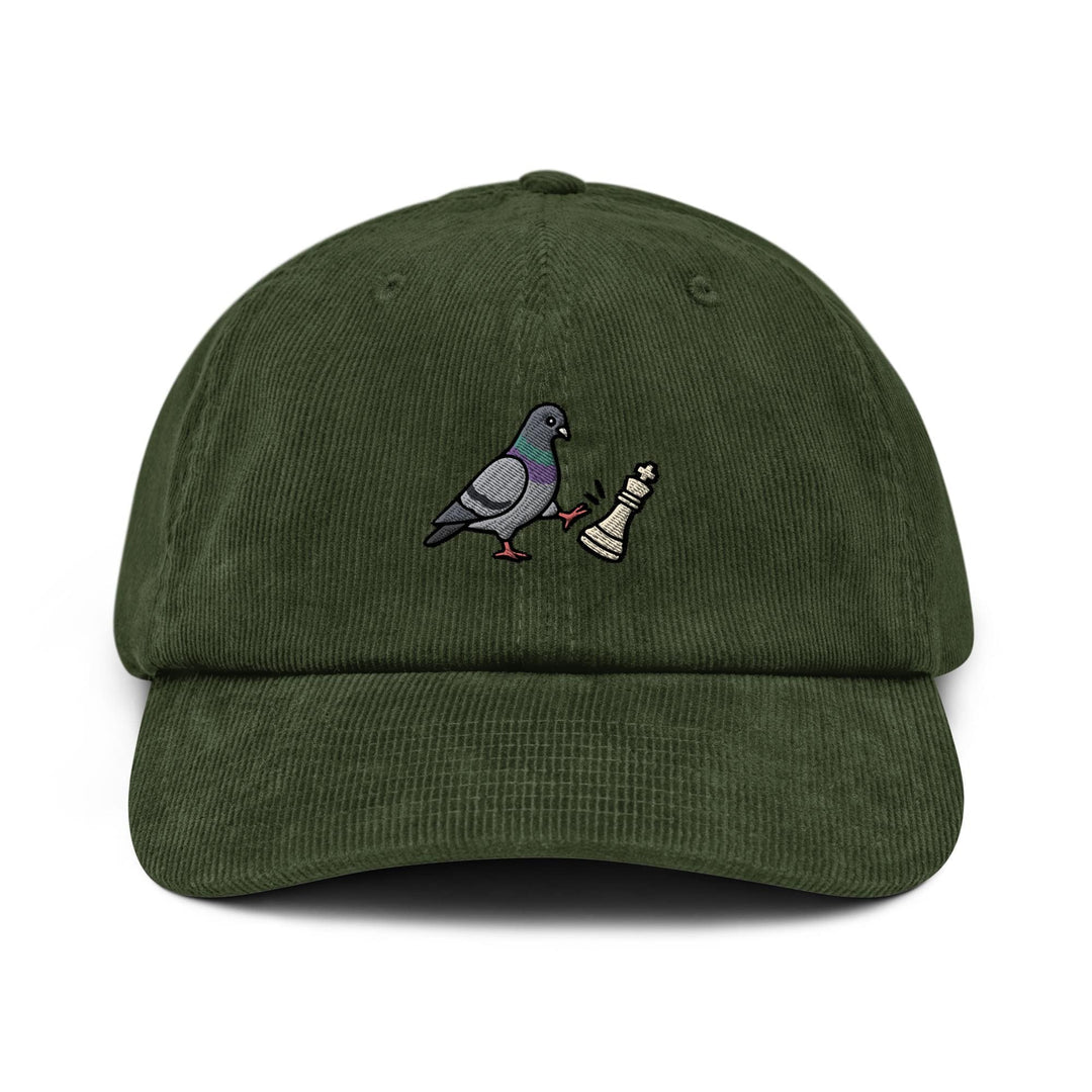 Chess Pigeon Embroidered Corduroy Cap, Funny Pigeon Chess Hat, Sassy Bird Gift for Chess Player, Chess Club Hat