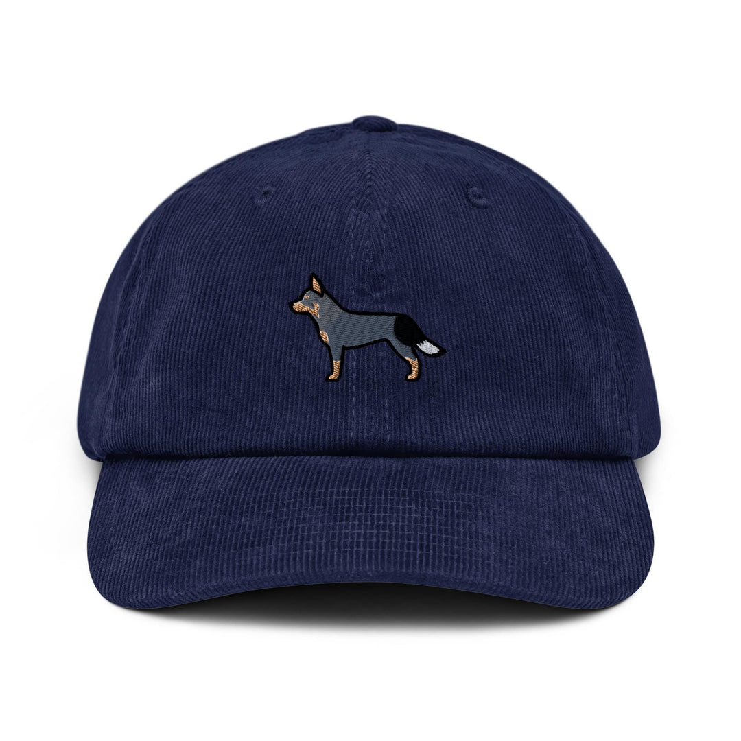 Australian Cattle Dog Embroidered Corduroy Cap, Blue Heeler Red Heeler Hat, Queensland Heeler Dog Lover Gift