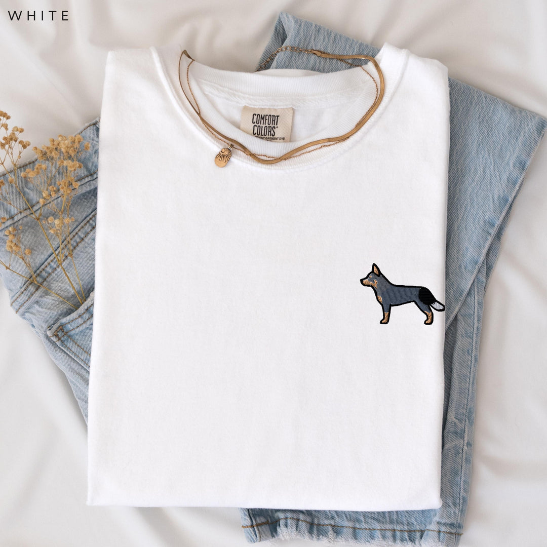 Australian Cattle Dog Embroidered T-Shirt, Comfort Colors® Blue Heeler Tee, Red Heeler Queensland Heeler Gift
