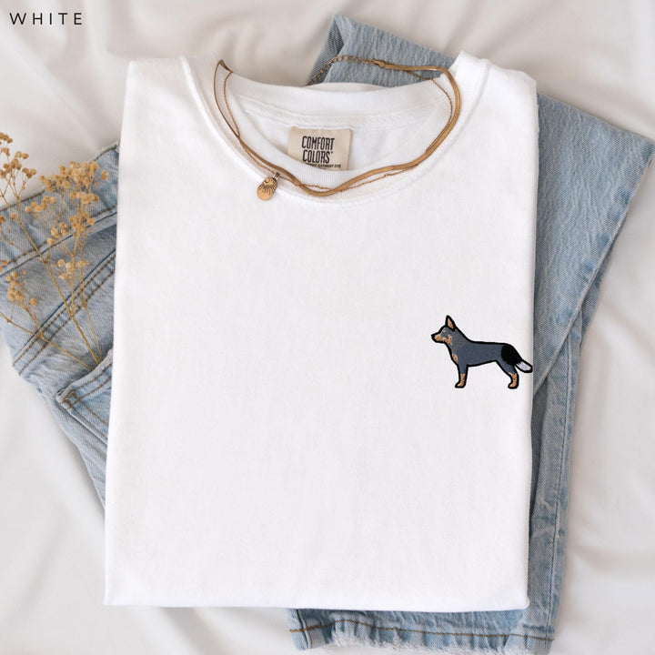 Australian Cattle Dog Embroidered T-Shirt, Comfort Colors® Blue Heeler Tee, Red Heeler Queensland Heeler Gift