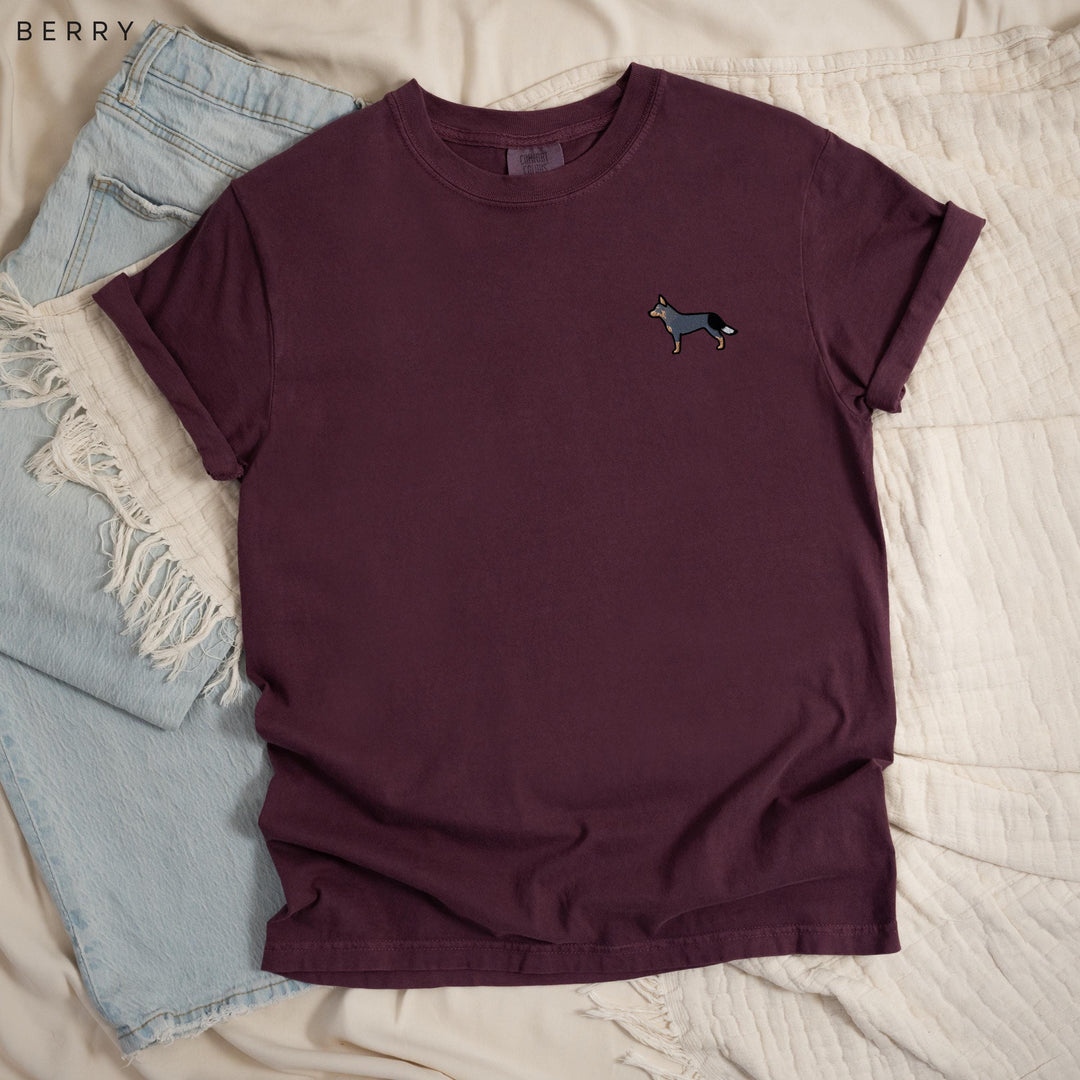 Australian Cattle Dog Embroidered T-Shirt, Comfort Colors® Blue Heeler Tee, Red Heeler Queensland Heeler Gift