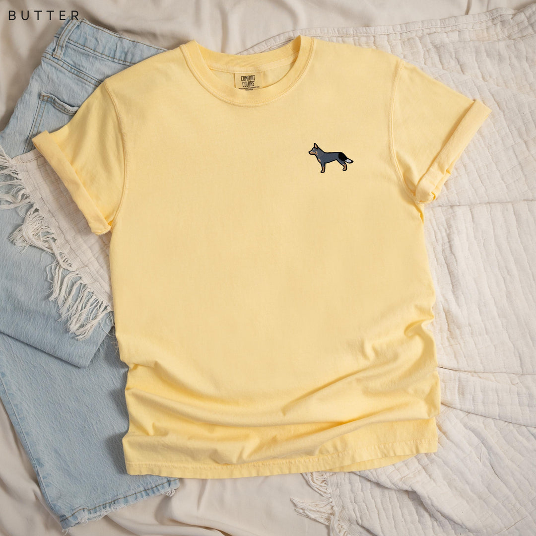 Australian Cattle Dog Embroidered T-Shirt, Comfort Colors® Blue Heeler Tee, Red Heeler Queensland Heeler Gift