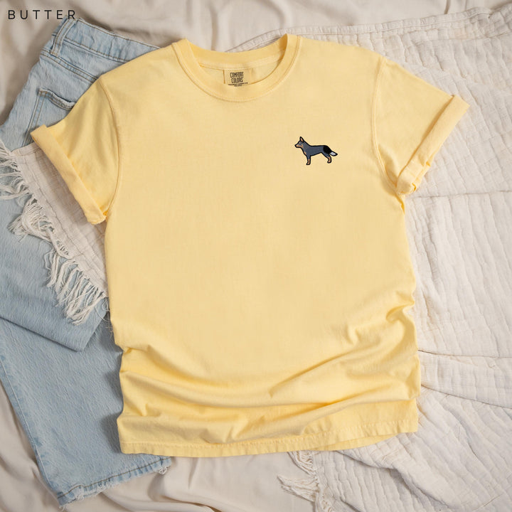 Australian Cattle Dog Embroidered T-Shirt, Comfort Colors® Blue Heeler Tee, Red Heeler Queensland Heeler Gift