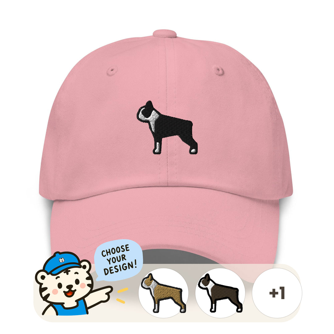 Embroidered boston terrier design on a dad cap